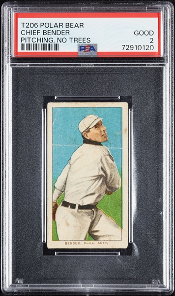 1909-11 T206 Chief Bender Pitching No Trees PSA 2
