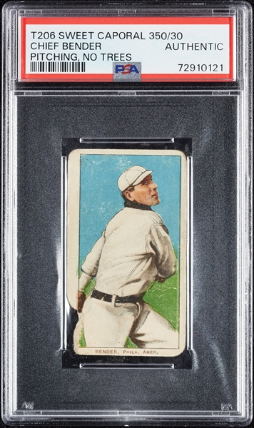1909-11 T206 Chief Bender Pitching No Trees PSA Authentic
