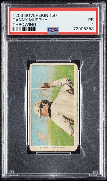 1909-11 T206 Danny Murphy Throwing (Sovereign 150 Back) PSA 1