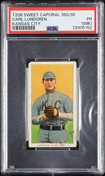 1909-11 T206 Carl Lundgren Kansas City PSA 1 (MK)