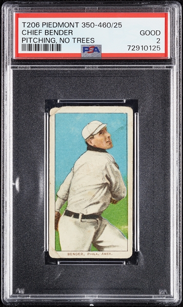 1909-11 T206 Chief Bender Pitching No Trees PSA 2