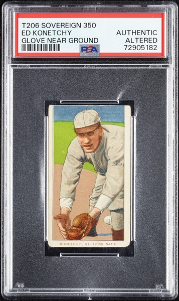 1909-11 T206 Ed Konetchy Glove Near Ground (Sovereign 350 Back) PSA Authentic