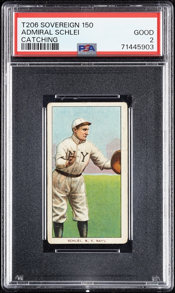 1909-11 T206 Admiral Schlei Catching (Sovereign 150 Back) PSA 2