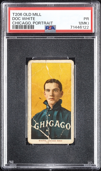 1909-11 T206 Doc White Chicago, Portrait (Old Mill Back) PSA 1 (MK)