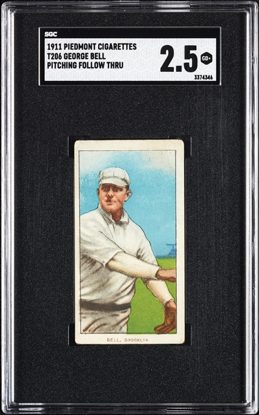 1909-11 T206 George Bell Pitching Follow Thru SGC 2.5