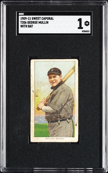 1909-11 T206 George Mullin With Bat SGC 1