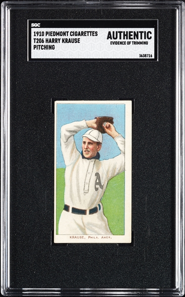 1909-11 T206 Harry Krause Pitching SGC Authentic