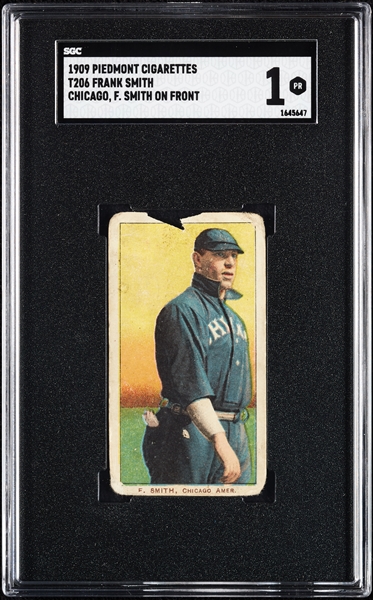 1909-11 T206 Frank Smith Chicago, F. Smith On Front SGC 1