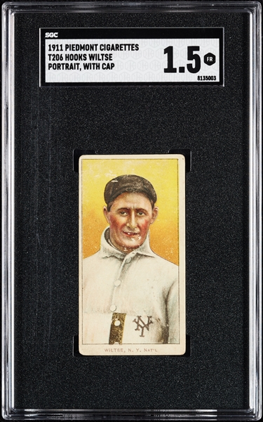 1909-11 T206 Hooks Wiltse Portrait, With Cap SGC 1.5