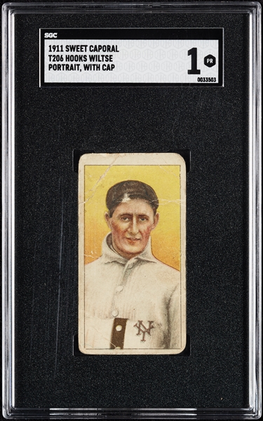1909-11 T206 Hooks Wiltse Portrait, With Cap SGC 1