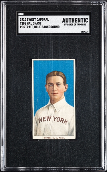 1909-11 T206 Hal Chase Portrait Blue SGC Authentic