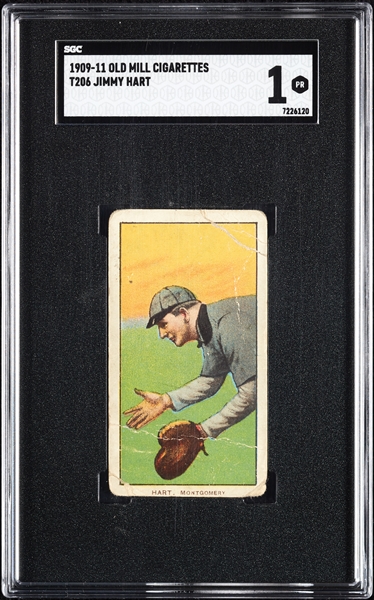 1909-11 T206 Jimmy Hart (Old Mill Back) SGC 1
