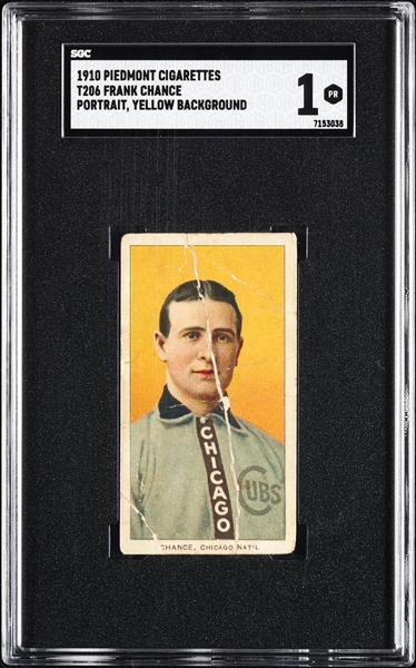 1909-11 T206 Frank Chance Portrait Yellow SGC 1