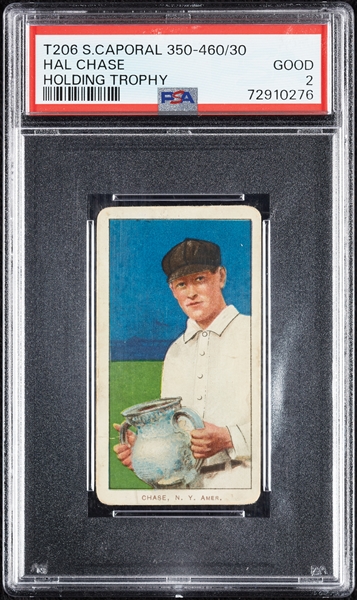 1909-11 T206 Hal Chase Holding Trophy PSA 2