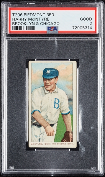 1909-11 T206 Harry McIntyre Brooklyn & Chicago PSA 2