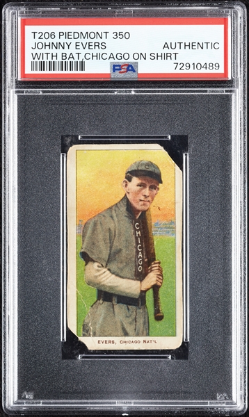 1909-11 T206 Johnny Evers With Bat, Chicago On Shirt PSA Authentic