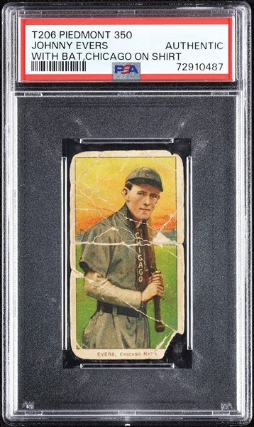 1909-11 T206 Johnny Evers With Bat, Chicago On Shirt PSA Authentic
