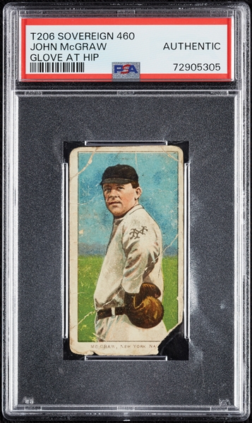 1909-11 T206 John McGraw Glove At Hip (Sovereign 460 Back) PSA Authentic