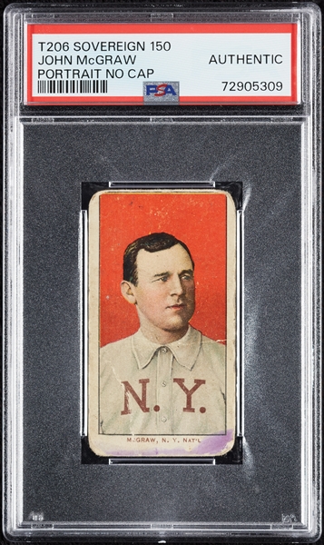 1909-11 T206 John McGraw Portrait No Cap (Sovereign 150 Back) PSA Authentic