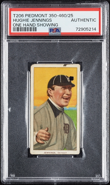 1909-11 T206 Hughie Jennings One Hand Showing PSA Authentic