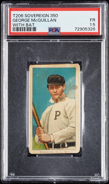 1909-11 T206 George McQuillan With Bat (Sovereign 350 Back) PSA 1.5