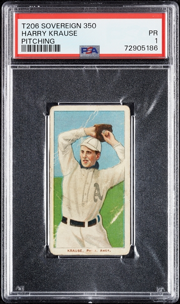 1909-11 T206 Harry Krause Pitching (Sovereign 350 Back) PSA 1