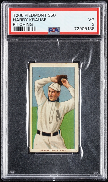 1909-11 T206 Harry Krause Pitching PSA 3