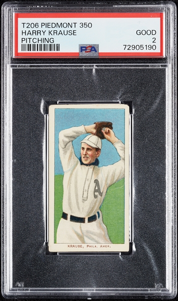 1909-11 T206 Harry Krause Pitching PSA 2