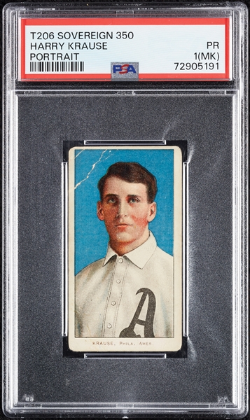 1909-11 T206 Harry Krause Portrait (Sovereign Back) PSA 1 (MK)