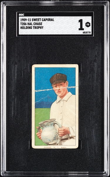 1909-11 T206 Hal Chase Holding Trophy SGC 1