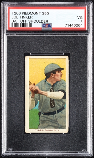 1909-11 T206 Joe Tinker Bat Off Shoulder PSA 3