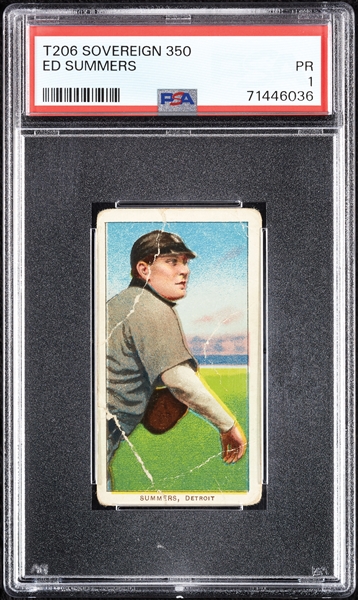 1909-11 T206 Ed Summers (Sovereign 350 Back) PSA 1