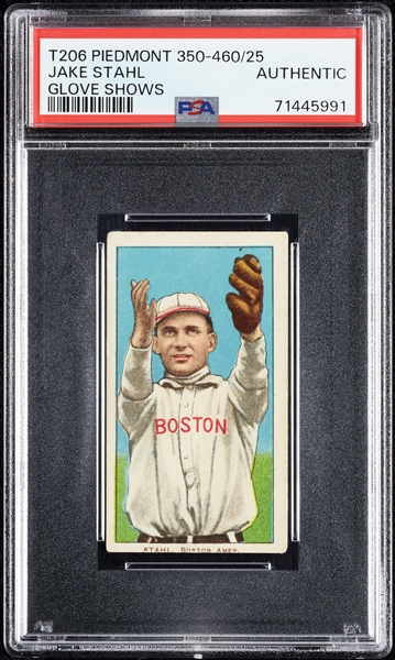 1909-11 T206 Jake Stahl Glove Shows PSA Authentic
