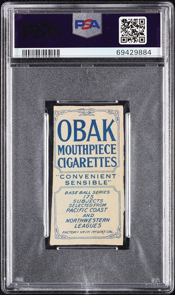 1910 T212 Obak Cigarettes Agnew PSA Authentic 