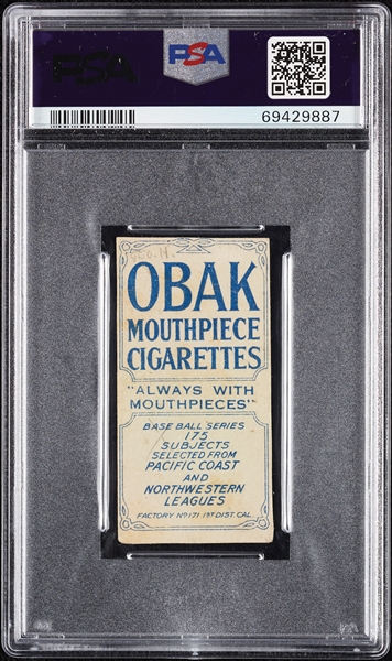 1910 T212 Obak Cigarettes Boardman PSA Authentic
