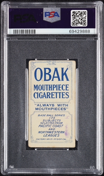 1910 T212 Obak Cigarettes Brackenridge (Stamped) PSA 2