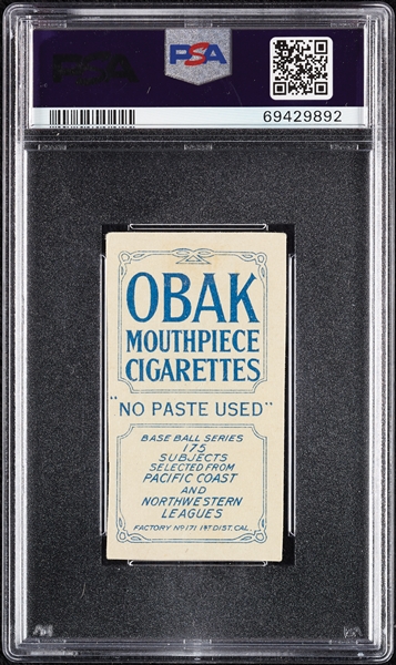 1910 T212 Obak Cigarettes Brown Sacramento PSA Authentic