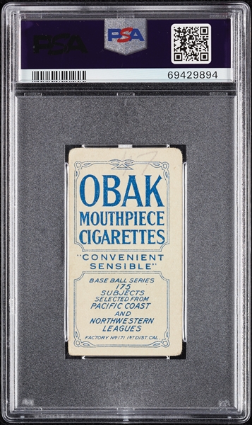 1910 T212 Obak Cigarettes Brown Vancouver PSA 2 (MK) 