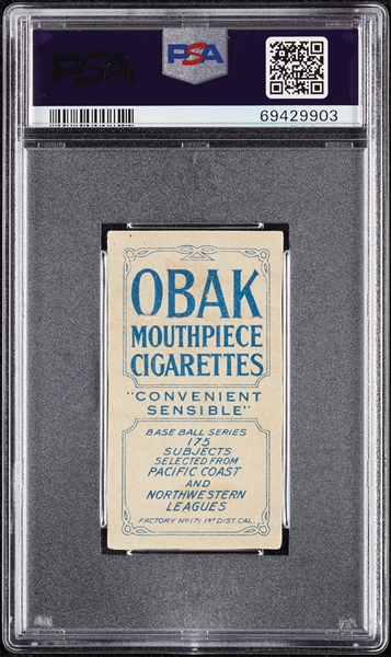 1910 T212 Obak Cigarettes Delmas PSA Authentic 