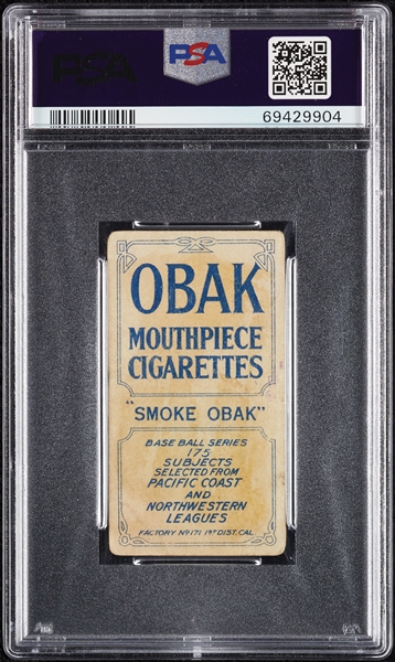 1910 T212 Obak Cigarettes Fisher Vernon PSA 1