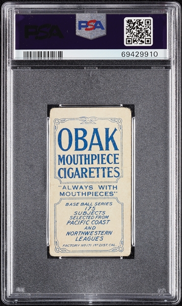 1910 T212 Obak Cigarettes Garrett PSA 2