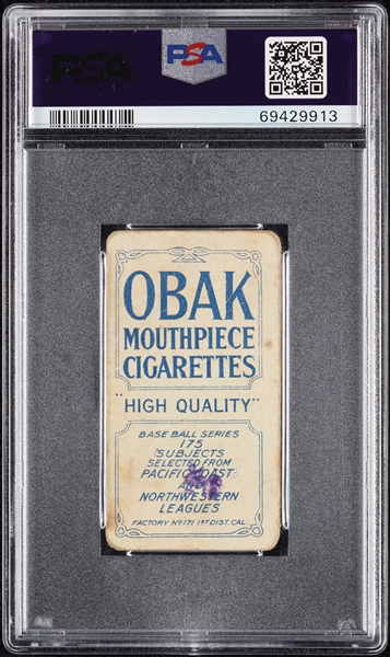 1910 T212 Obak Cigarettes Hall Seattle (Stamped) PSA 1.5