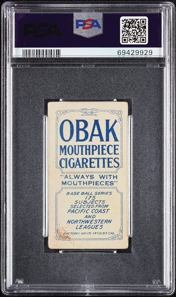 1910 T212 Obak Cigarettes Mott PSA 3