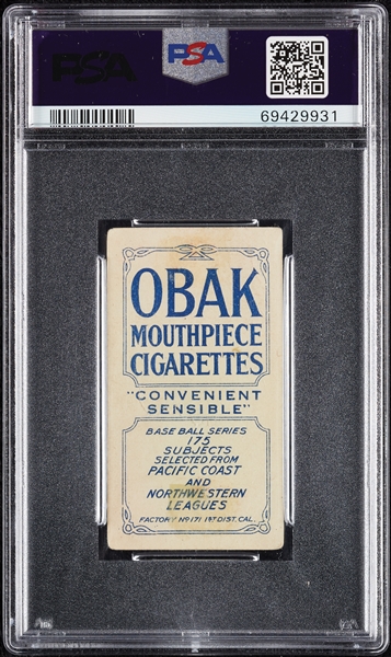 1910 T212 Obak Cigarettes Nelson PSA Authentic
