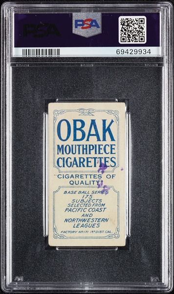 1910 T212 Obak Cigarettes Olson (Stamped) PSA 2.5