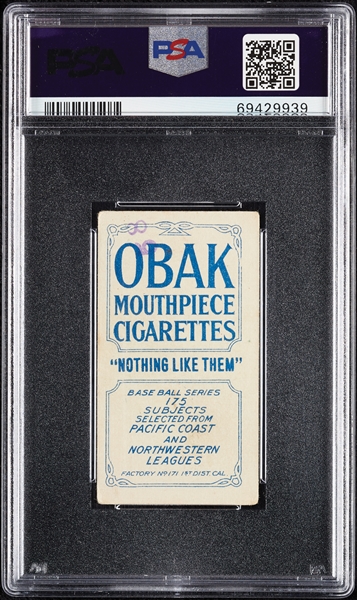 1910 T212 Obak Cigarettes Hickey (Stamped) PSA 3 