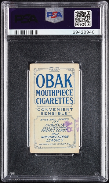 1910 T212 Obak Cigarettes Kippert (Stamped) PSA 3