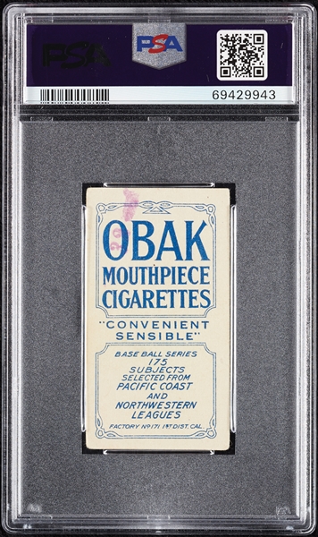1910 T212 Obak Cigarettes Nourse (Stamped) PSA 3.5