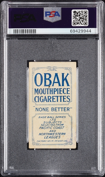 1910 T212 Obak Cigarettes Perrine (Stamped) PSA 2