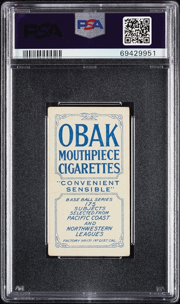 1910 T212 Obak Cigarettes Raymer PSA 2